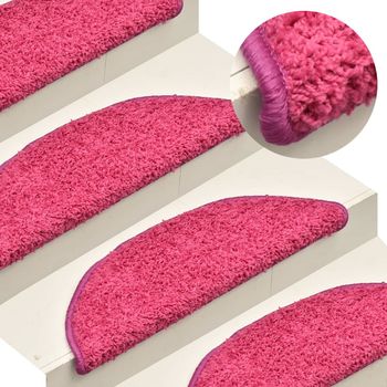 vidaXL Carpet Stair Treads 15 pcs Pink 65x21x4 cm