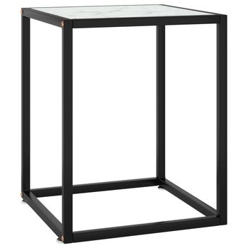 vidaXL Coffee Table Black with White Marble Glass 40x40x50 cm