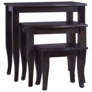 vidaXL Nesting Side Tables 3 pcs Light Black Solid Wood Mahogany