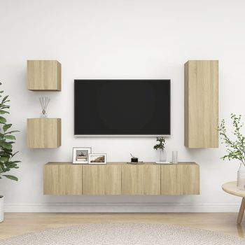 vidaXL 5 Piece TV Cabinet Sets Sonoma Oak Engineered Wood