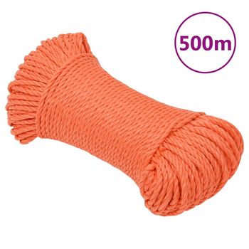 vidaXL Work Rope Orange 3 mm 500 m Polypropylene