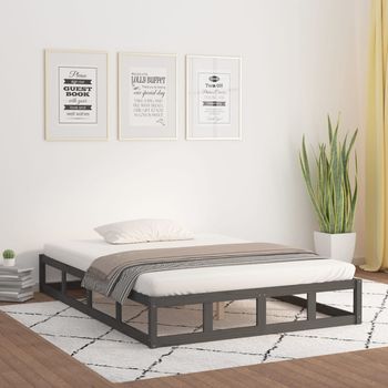 vidaXL Bed Frame Grey 120x200 cm Solid Wood