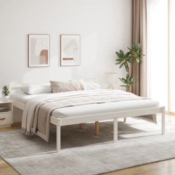 vidaXL Bed Frame White 180x200cm Super King Size Solid Wood Pine