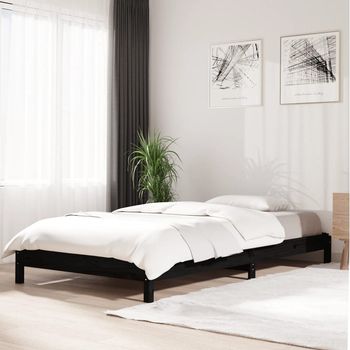 vidaXL Stack Bed Black 90x200 cm Solid Wood Pine