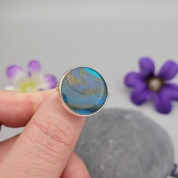 Adjustable Silver Plated Ring - Turquoise Teal