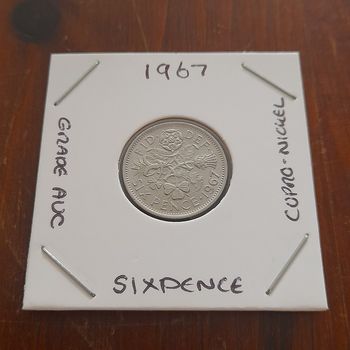 1967 Sixpence Cupro-Nickel Queen Elizabeth II collectable coin 