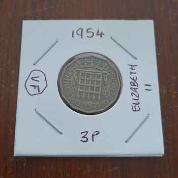 1954 Queen Elizabeth II Threepence Collectable Coin 