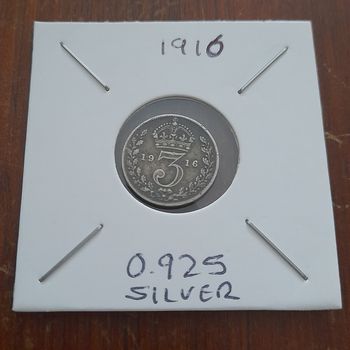1916 King George V Silver Threepence Collectable Coin 