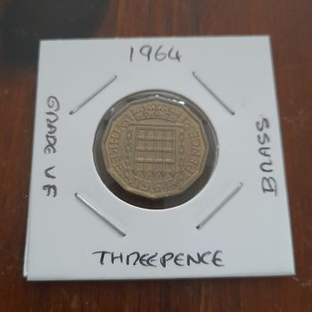 1964 Queen Elizabeth II Threepence Collectable Coin 