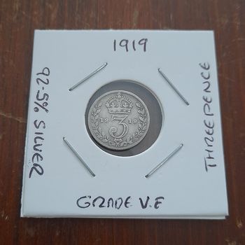 1919 King George V Silver Threepence Collectable Coin 