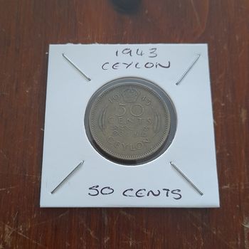 1943 Ceylon 50 Cents Collectable Coin 