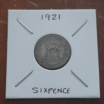 1921 0.5 Silver Sixpence Collectable Coin 
