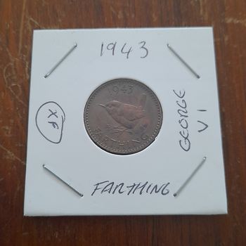 1943 George VI Farthing Collectable Coin 