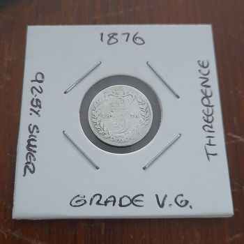 1876 Queen Victoria Silver Threepence Collectable Coin 