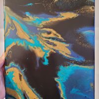 REDUCED PRICE 'Psychedelic Flash' - Unique fluid art piece on stretched canvas by UK Maker Kaykins Creation