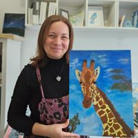 ON SALE - 'Safari Giraffe' - Original acrylic painting A3