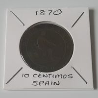 1870 10 Centimos Spain Collectable Coin
