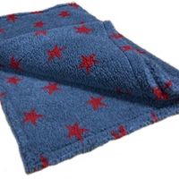 Grey with Red Stars - Sherpa Fleece Dog Blanket  DOUBLE LAYERS FOR EXTRA COMFORT